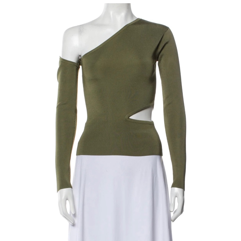 Cult Gaia Teri One-Shoulder Knit Top / Olive Green / Brand New with Tags